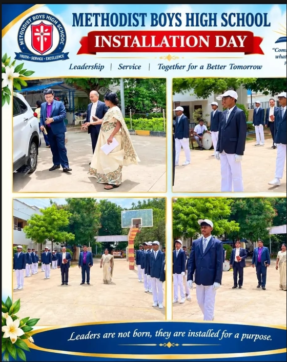 Students in school uniform assembled on campus during Installation Day